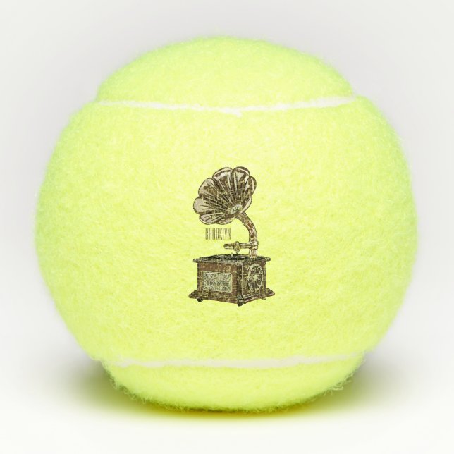 Turntable cartoon illustration  tennis balls (Front)