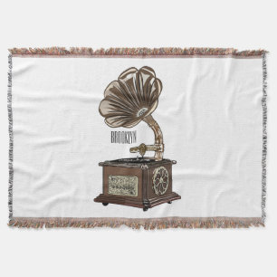 Turntable cartoon illustration  throw blanket