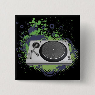 turntable deejay vector 15 cm square badge