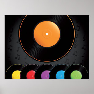 Turntable Records In Vivid Colours Poster