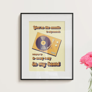 Turntable with love related text. poster