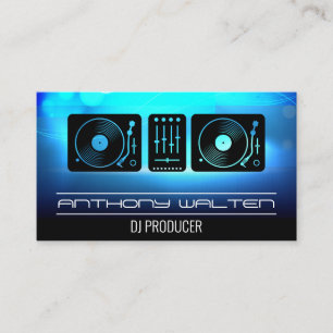 Turntables   Blue Ambience Background Business Card
