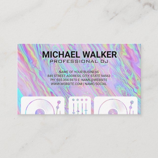 Turntables | DJ | Iridescent Business Card (Front)