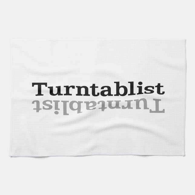 Turntablist ʇsılqɐʇuɹn⊥ tea towel (Horizontal)