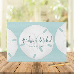 Turqiouse Wedding Beach Minimalist Sand Dollar Guest Book