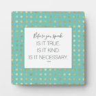 Turqoise Faux Gold Kind SayingTabletop Plaque