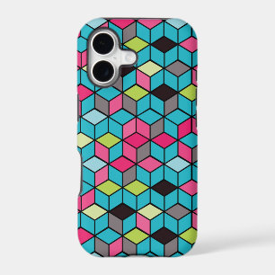 Turqouise and Pink Cube Pattern