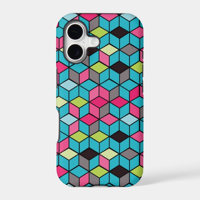 Turqouise and Pink Cube Pattern (Back)