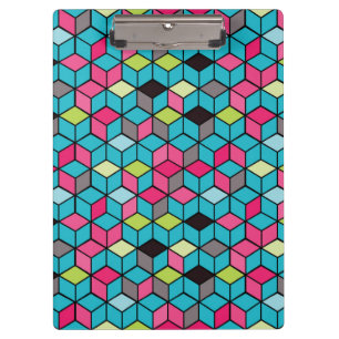 Turqouise and Pink Cube Pattern Clipboard