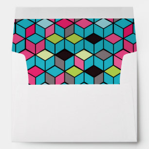 Turqouise and Pink Cube Pattern Envelopes