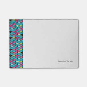 Turqouise and Pink Cube Pattern Post-it Notes