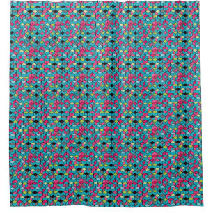 Turqouise and Pink Cube Pattern Shower Curtain