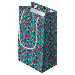 Turqouise and Pink Cube Pattern Small Gift Bag