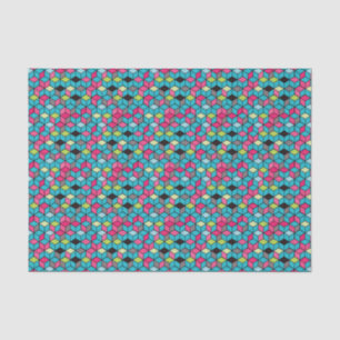 Turqouise and Pink Cube Pattern Tissue Paper