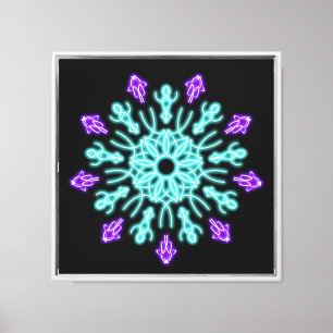 Turquiose and purple neon flower canvas print