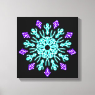 Turquiose and purple neon flower canvas print