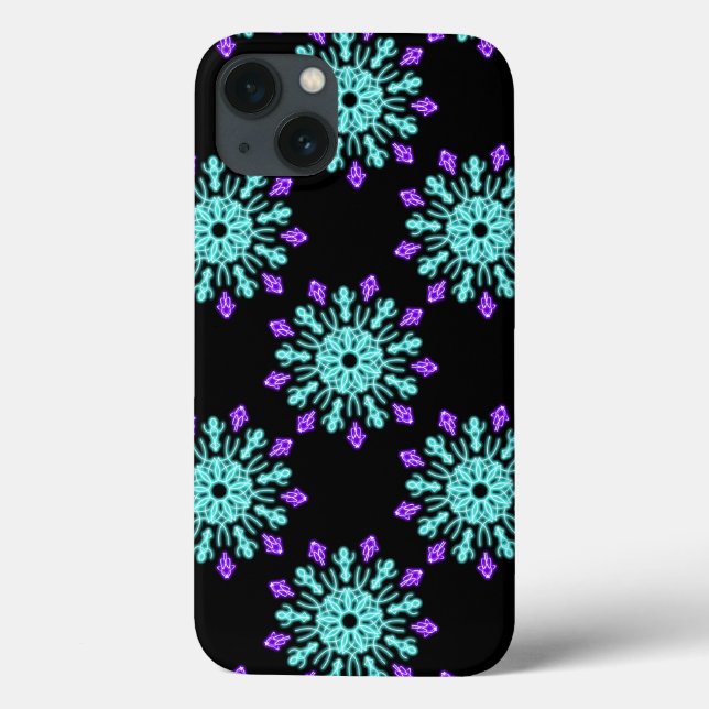 Turquiose and purple neon flower Case-Mate iPhone  Case (Back)