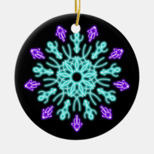 Turquiose and purple neon flower ceramic tree decoration