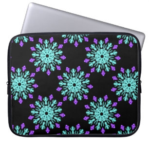 Turquiose and purple neon flower laptop sleeve