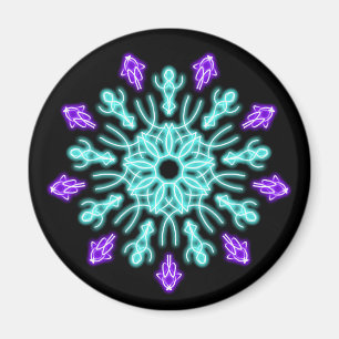 Turquiose and purple neon flower magnet