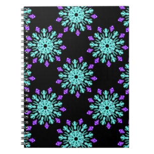 Turquiose and purple neon flower notebook