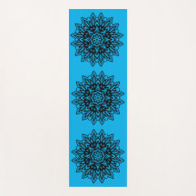 Turquise and black mandala yoga mat