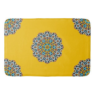 Turquise and Yellow Marble Moroccan Mosaic  Bath Mat