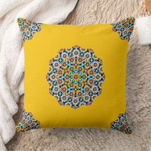 Turquise and Yellow Marble Moroccan Mosaic Cushion