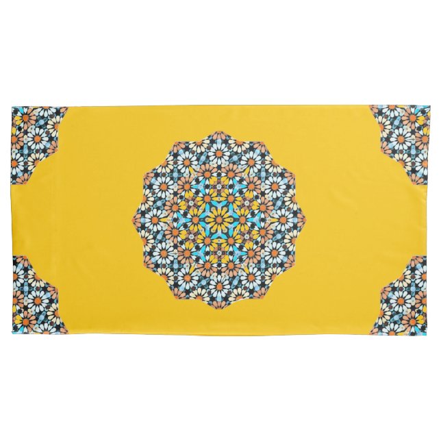 Turquise and Yellow Marble Moroccan Mosaic  Pillowcase (Front)