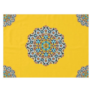 Turquise and Yellow Marble Moroccan Mosaic Tablecloth