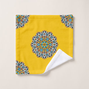 Turquise and Yellow Marble Moroccan Mosaic  Wash Cloth