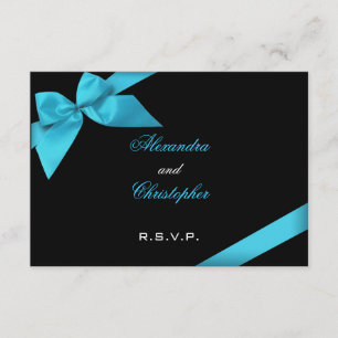 Turquise Ribbon Wedding RSVP Card