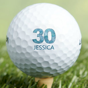 Turquoise 30th Birthday Golfer Gift, Elegant 30 Golf Balls