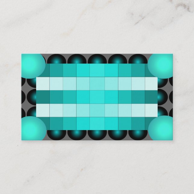 Turquoise 3D Design Business Card Attention Get 4 (Front)