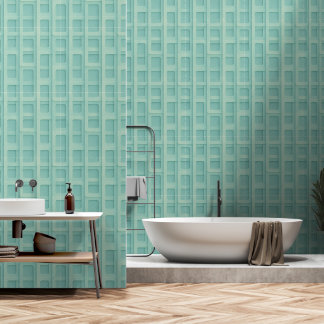 Turquoise 3D Grid Box Panels -Peel & Stick  Wallpaper
