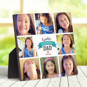 Turquoise 8 Photo Collage World’s Greatest Dad Plaque