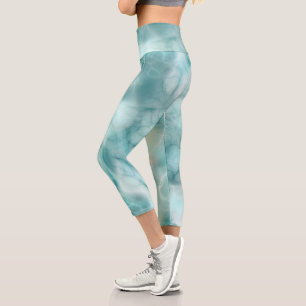 Turquoise Abstract Capri Leggings