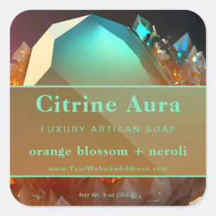 Turquoise Abstract Citrine Crystal Product Label