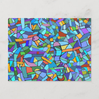 Turquoise Abstract Mosaic Pattern Postcard
