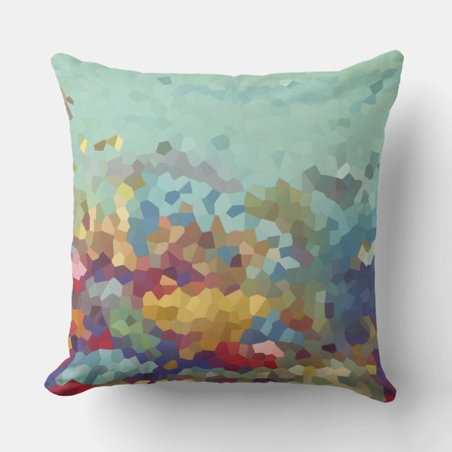 Turquoise Abstract Outdoor Cushion (Front)