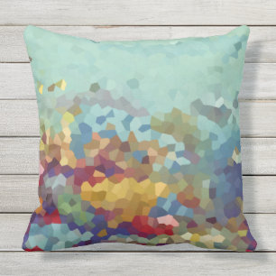 Turquoise Abstract Outdoor Cushion