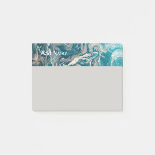 Turquoise Abstract Personalised Post it Notes 4x3