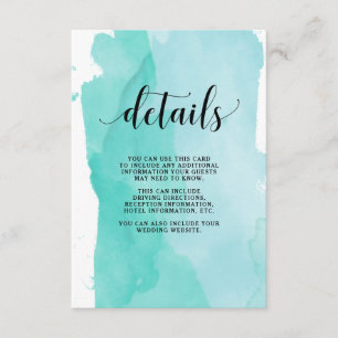 Turquoise Abstract Stripes Wedding Guest Details Enclosure Card