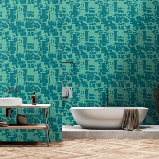 Turquoise abstract wallpaper (Bathroom)