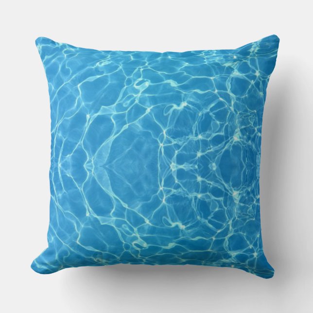 Turquoise abstract water cushion (Front)