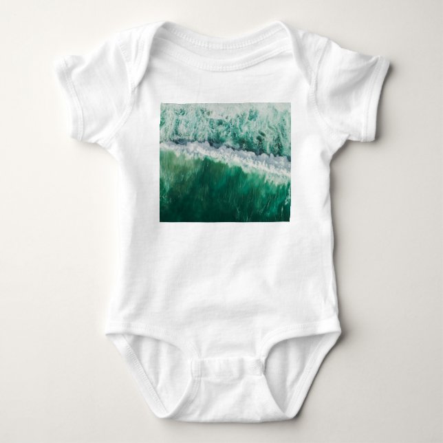 Turquoise Aerial Wave: Drone Shot Baby Bodysuit (Front)