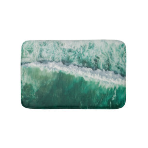 Turquoise Aerial Wave: Drone Shot Bath Mat