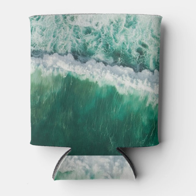 Turquoise Aerial Wave: Drone Shot Can Cooler (Front)