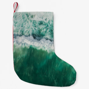 Turquoise Aerial Wave: Drone Shot Small Christmas Stocking
