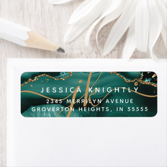 Turquoise Agate Geode Gold Glitter Script Monogram (Insitu)